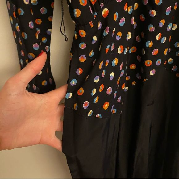 Vintage 80s Tareti by Howard Lei Colorful Polka Dot Zig Zag Blazer Jumpsuit - Picture 13 of 16